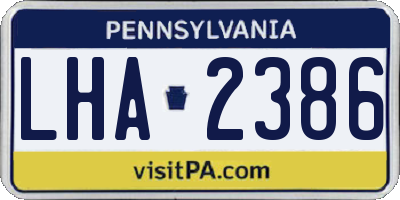 PA license plate LHA2386