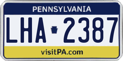 PA license plate LHA2387