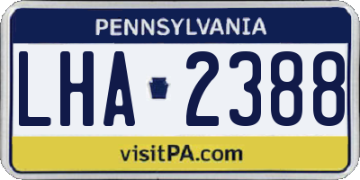 PA license plate LHA2388