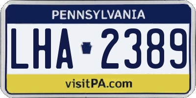 PA license plate LHA2389