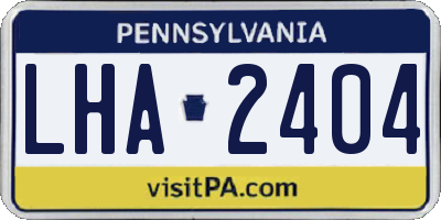 PA license plate LHA2404