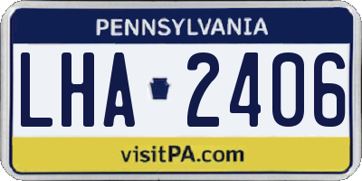 PA license plate LHA2406