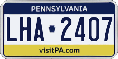 PA license plate LHA2407