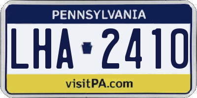 PA license plate LHA2410