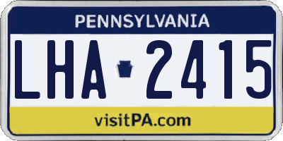 PA license plate LHA2415