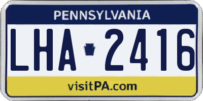 PA license plate LHA2416