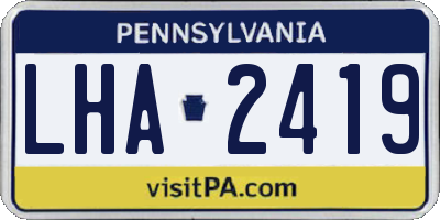 PA license plate LHA2419