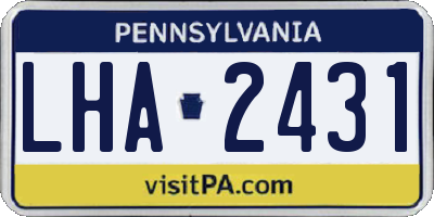 PA license plate LHA2431
