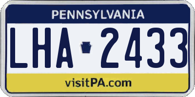 PA license plate LHA2433