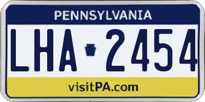 PA license plate LHA2454