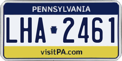 PA license plate LHA2461