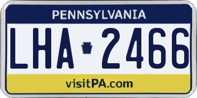 PA license plate LHA2466