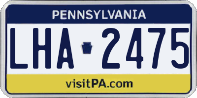 PA license plate LHA2475