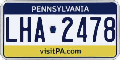 PA license plate LHA2478