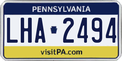 PA license plate LHA2494