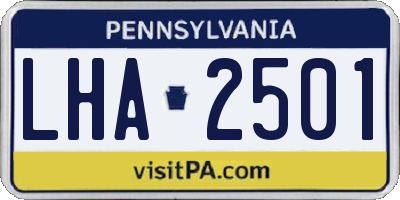 PA license plate LHA2501