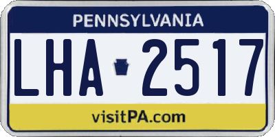 PA license plate LHA2517