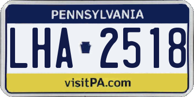 PA license plate LHA2518