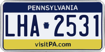 PA license plate LHA2531