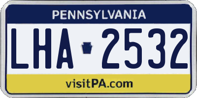 PA license plate LHA2532