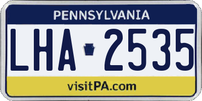 PA license plate LHA2535