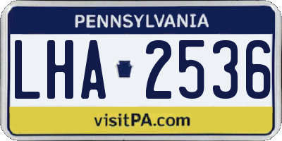 PA license plate LHA2536