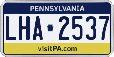 PA license plate LHA2537