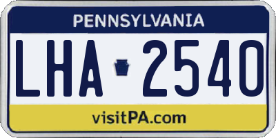 PA license plate LHA2540