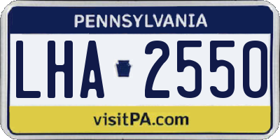 PA license plate LHA2550