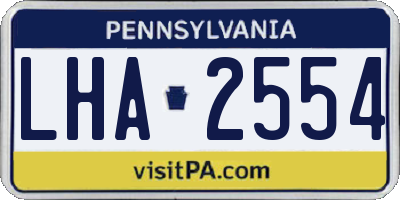 PA license plate LHA2554