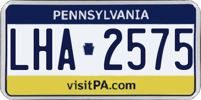 PA license plate LHA2575