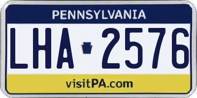 PA license plate LHA2576