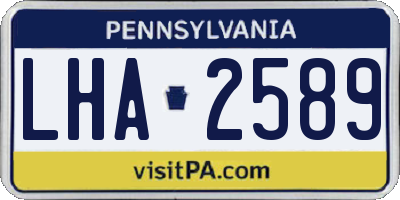 PA license plate LHA2589