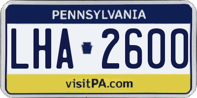 PA license plate LHA2600