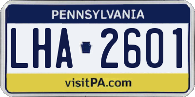 PA license plate LHA2601