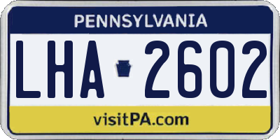 PA license plate LHA2602