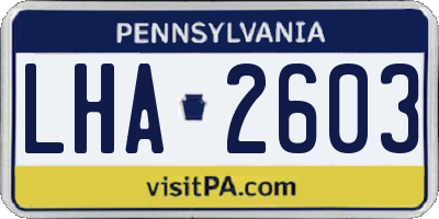 PA license plate LHA2603