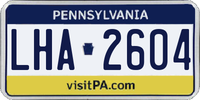 PA license plate LHA2604