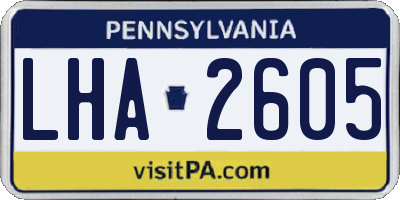 PA license plate LHA2605