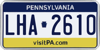 PA license plate LHA2610