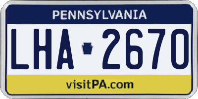 PA license plate LHA2670
