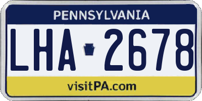 PA license plate LHA2678