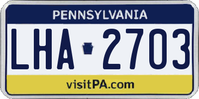PA license plate LHA2703