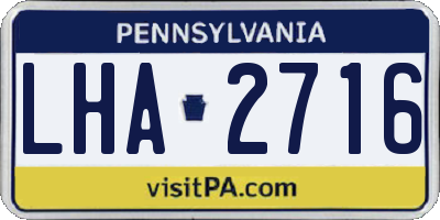PA license plate LHA2716