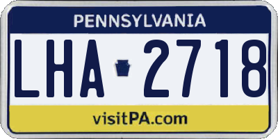 PA license plate LHA2718