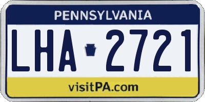 PA license plate LHA2721