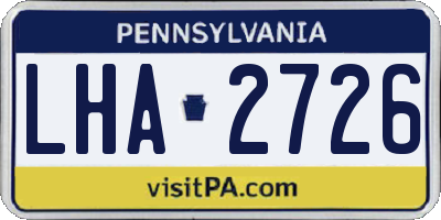 PA license plate LHA2726
