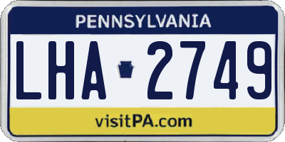PA license plate LHA2749