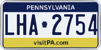 PA license plate LHA2754