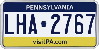 PA license plate LHA2767